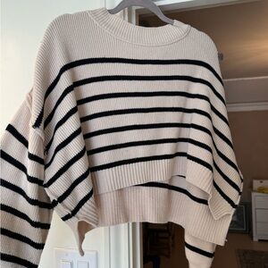 Striped Black and Cream Women's Sweater